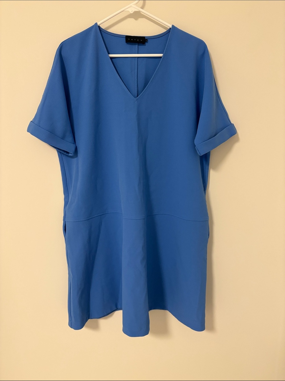 Hatch Cerulean Blue V-Neck Shift Maternity Dress